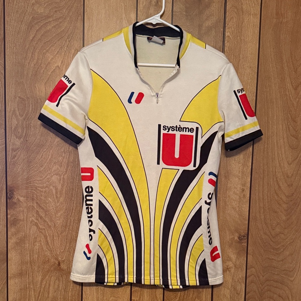 Tommaso Système U Vintage Cycling Jersey Yellow Black Design Italy Size Eur 5